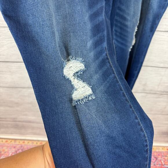 A New Approach Plus Size Dark Wash High Rise Distressed Jeggings Size 24W - Picture 3 of 8